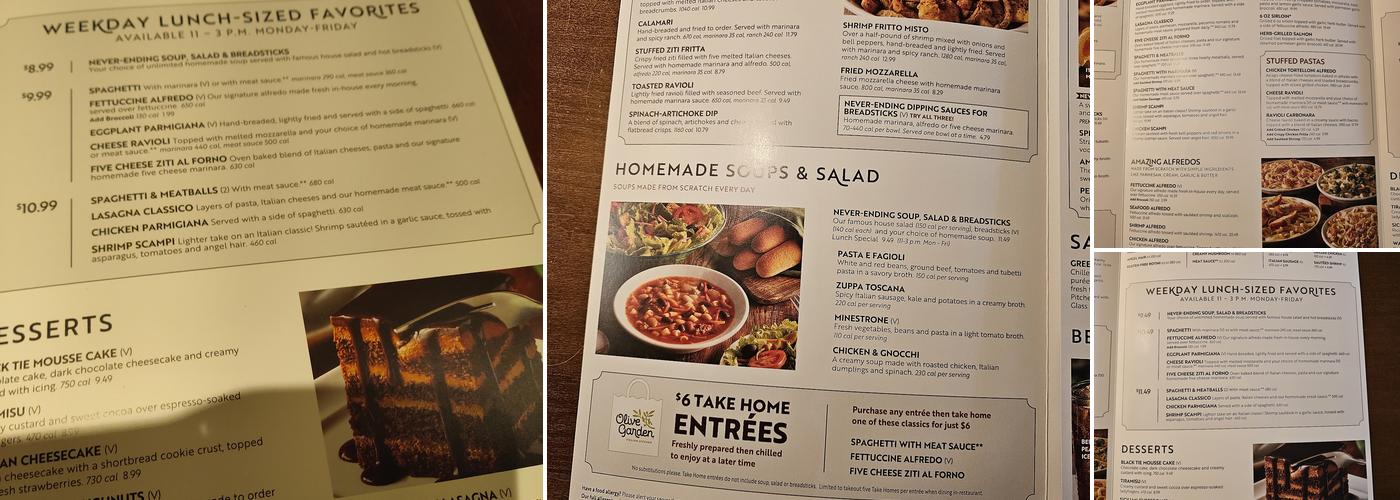 Olive Garden Italian Restaurant Menu