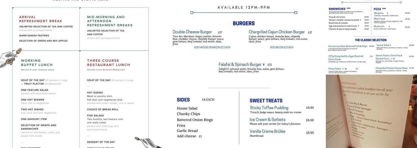 Stirling Highland Hotel Menu