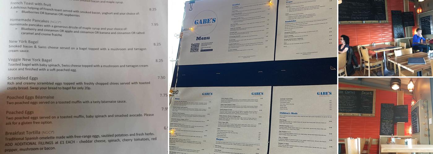 Gabe's Diner Bistro Menu
