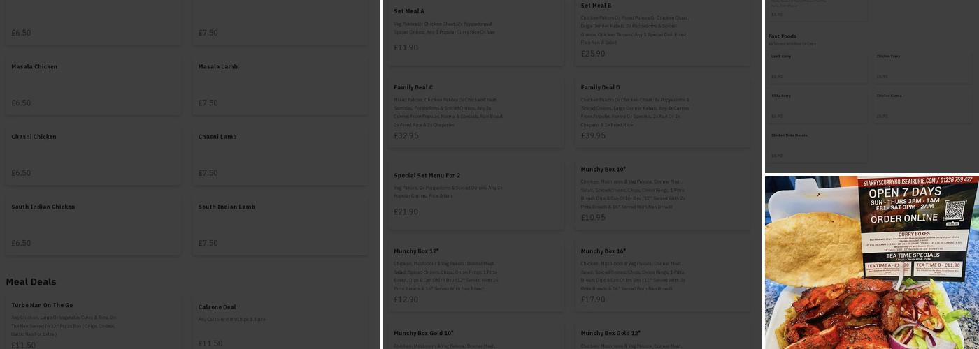 Starrys Curry House Menu