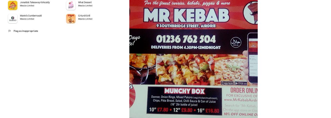 Mr Kebab Takeaway Airdrie Menu
