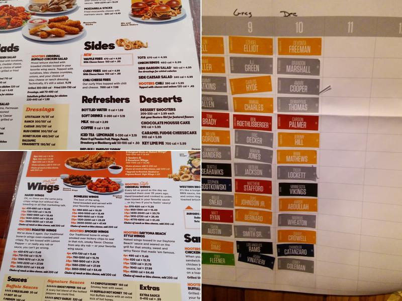 Hooters Menu