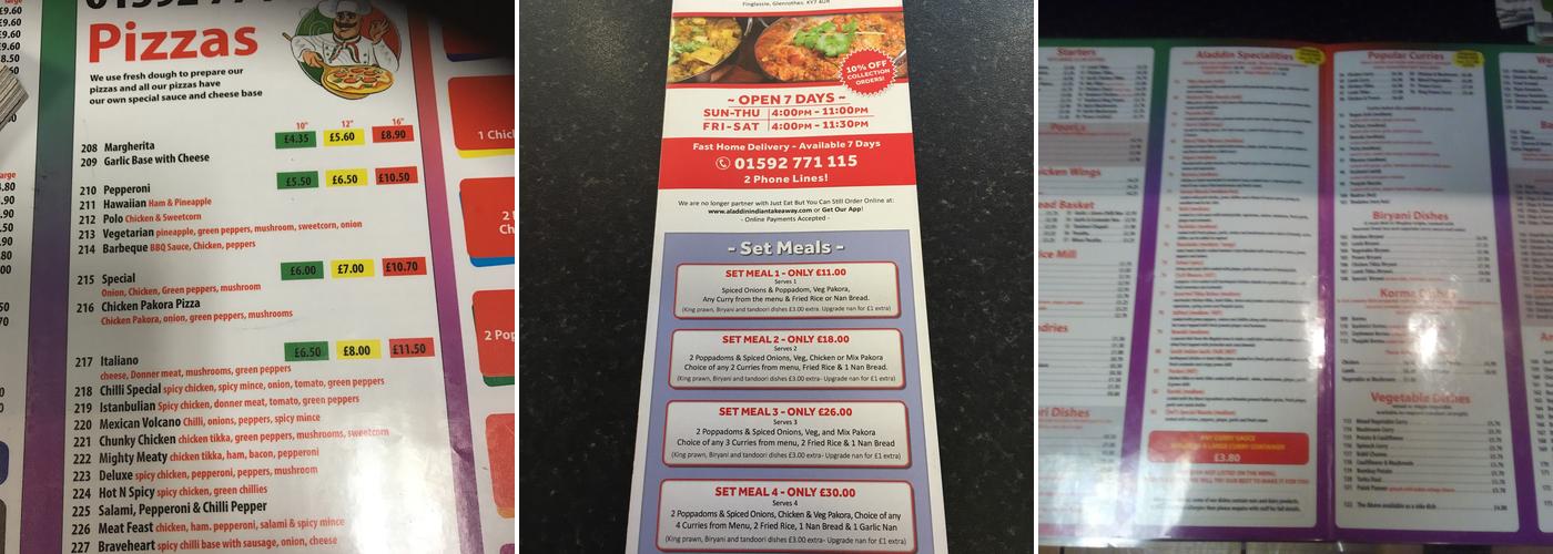 Aladdin Menu