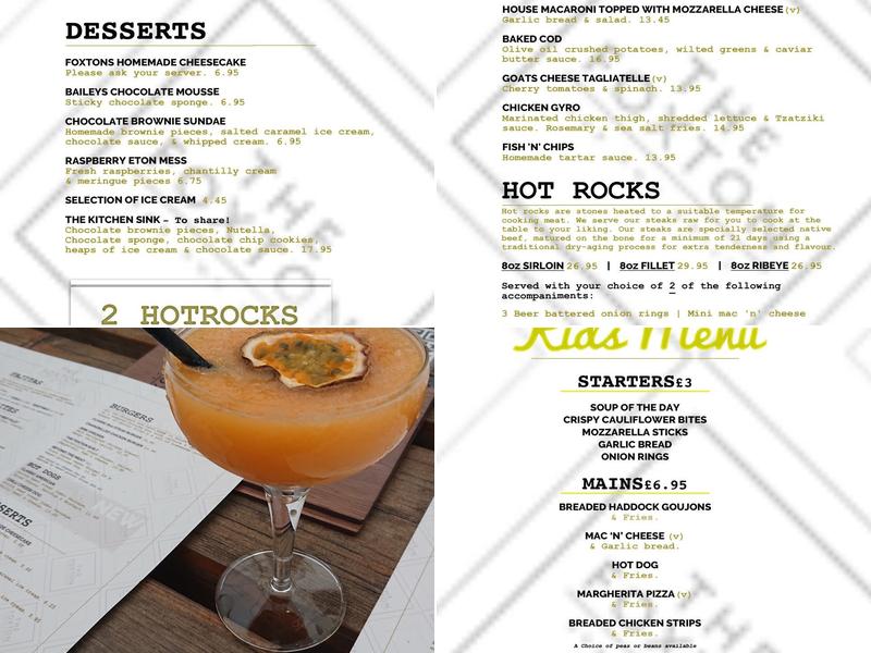 Foxton Bar & Grill Menu