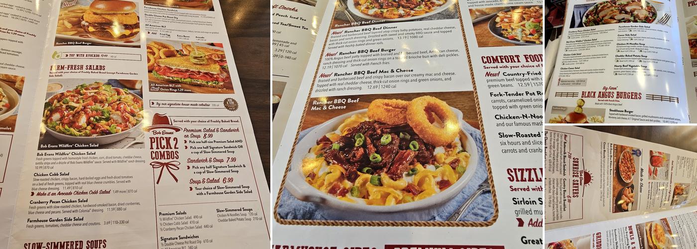 Bob Evans Menu