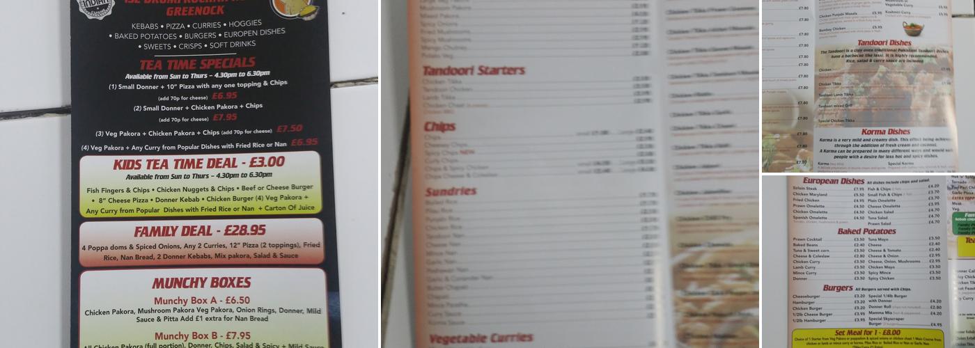 Waqars Tandoori Greenock Menu