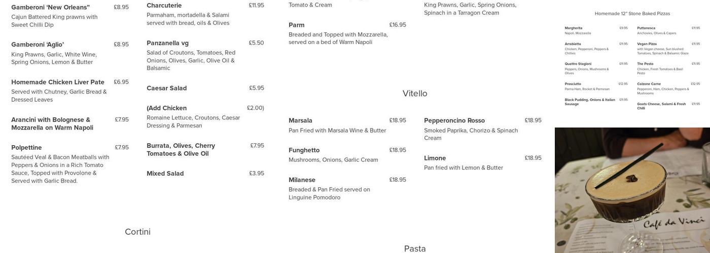 Cafe Da Vinci Menu