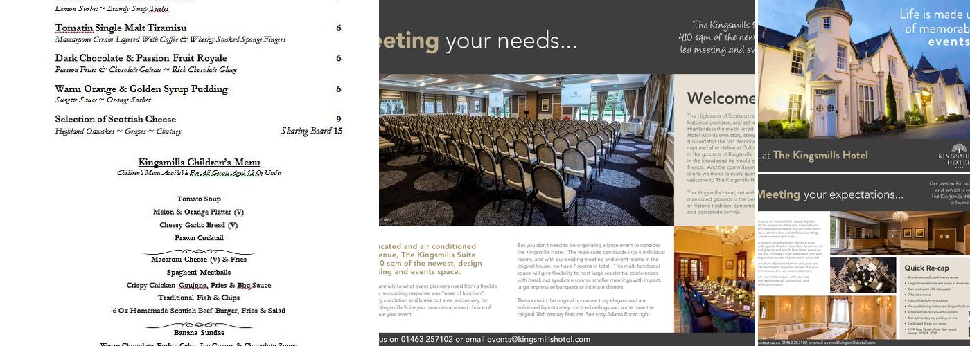 Kingsmills Hotel - Top Inverness Hotel with Swimming Pool Menu