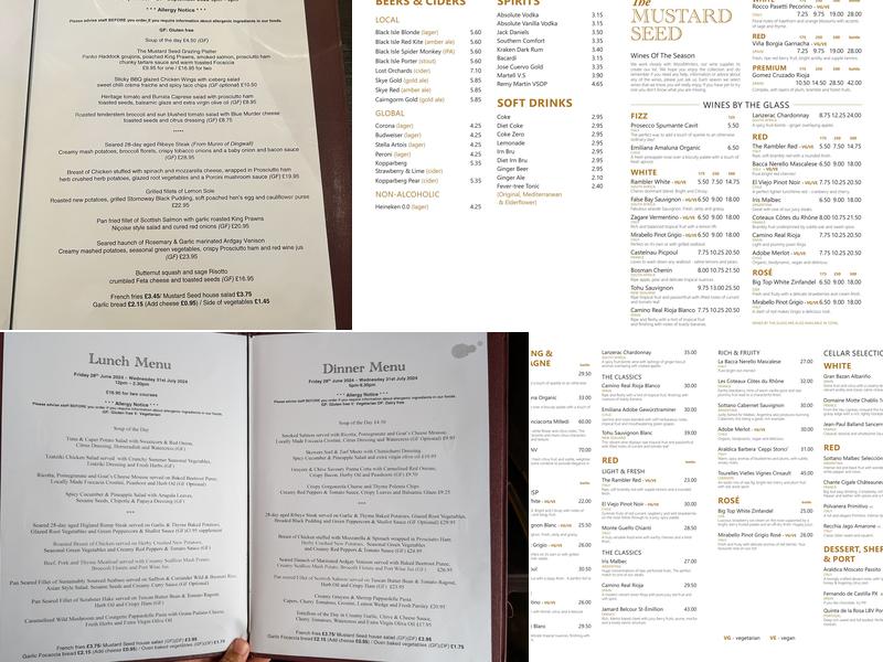 The Mustard Seed Restaurant Menu