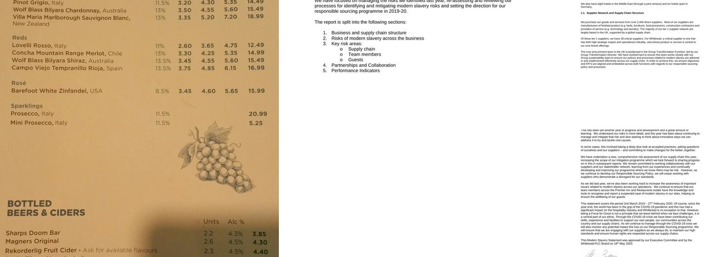 Premier Inn Perth City Centre hotel Menu