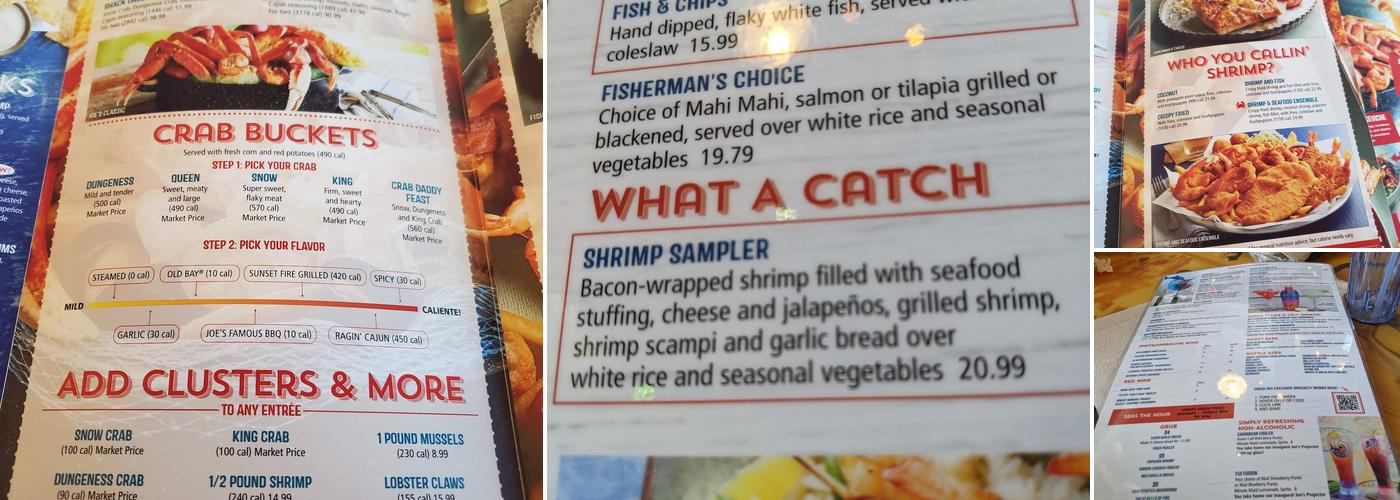 Joe's Crab Shack Menu