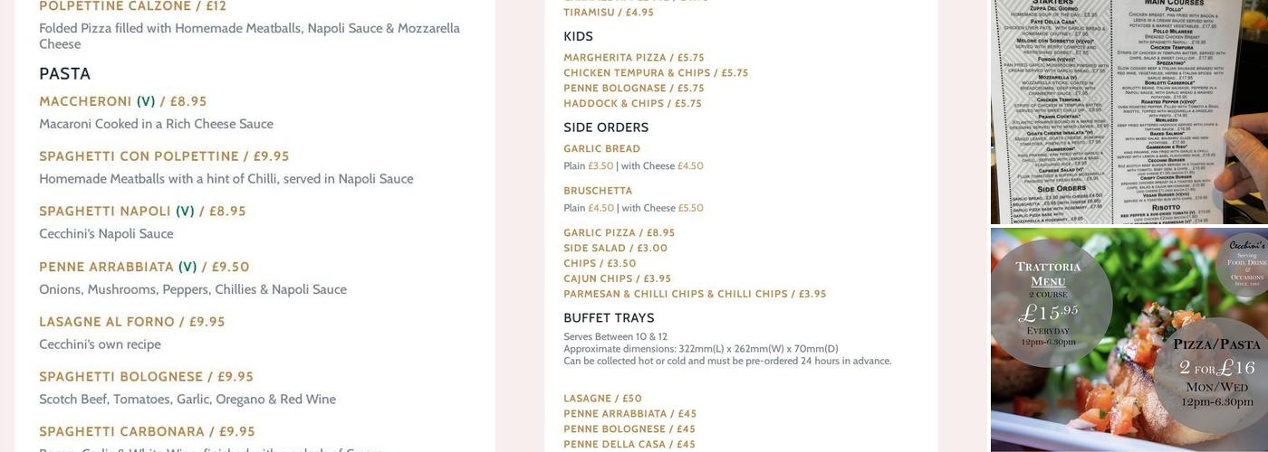 Cecchini’s Italian restaurant Menu