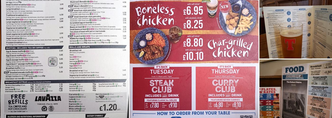 The Robert Nairn - JD Wetherspoon Menu