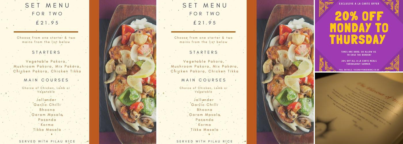 The Viceroy Fine Dining Menu