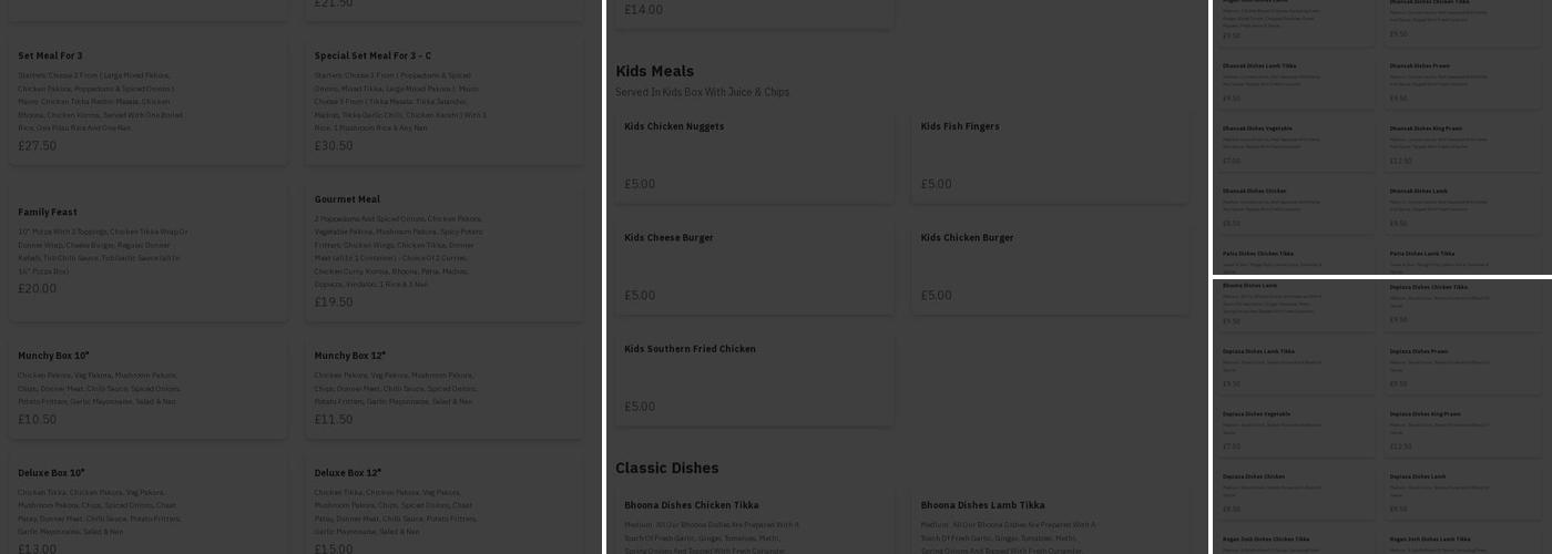 Shabab Tandoori Menu