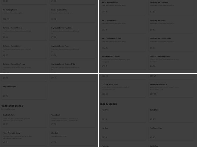 Tartan Tikka Takeaway Cumbernauld Menu