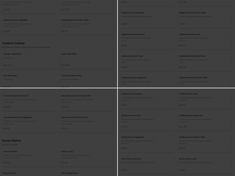 Tikka Tikka Menu