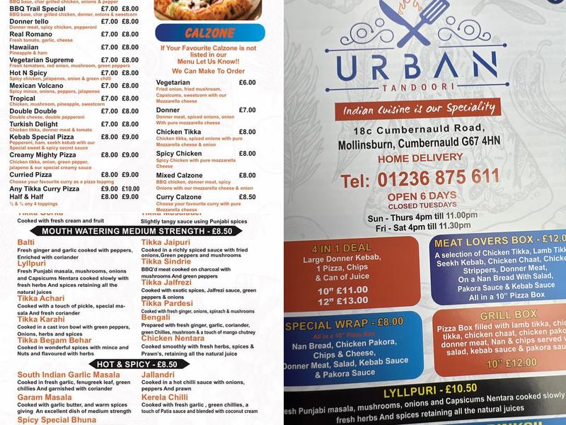 Urban Tandoori Menu