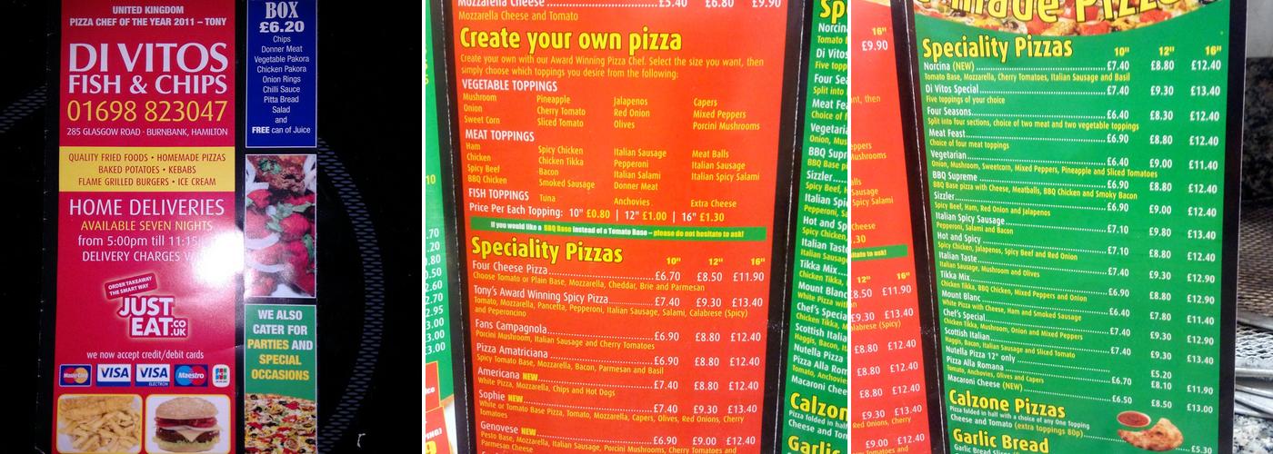 Divitos Fish & Chips Burnbank Menu