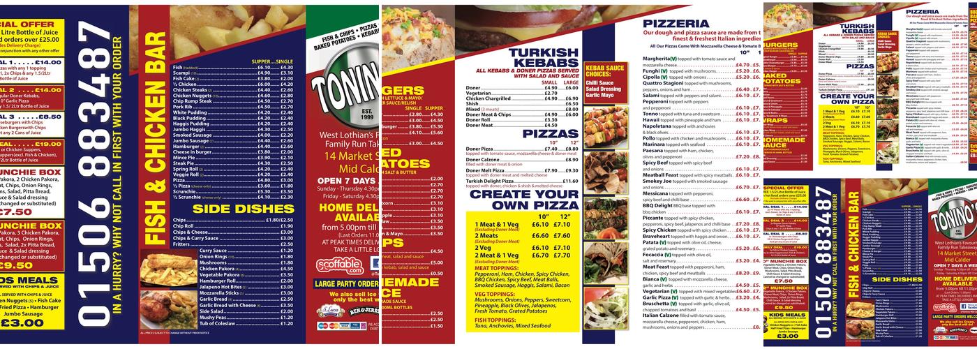 Tonino's (Mid Calder) Menu