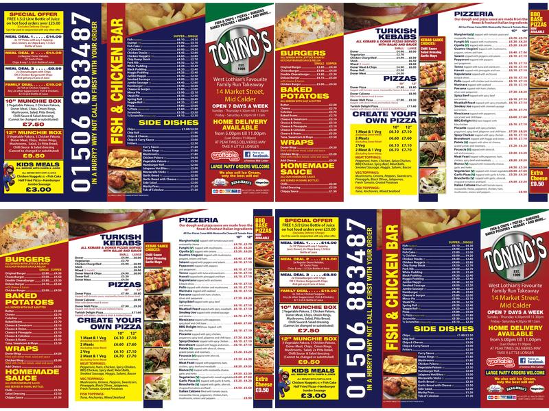 Tonino's (Mid Calder) Menu