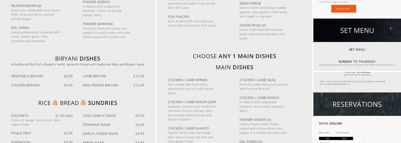 Bayleaf Indian Restaurant Menu