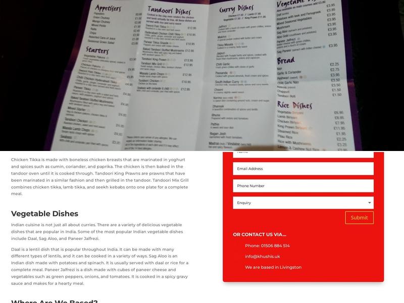 Khushis Restaurant Menu