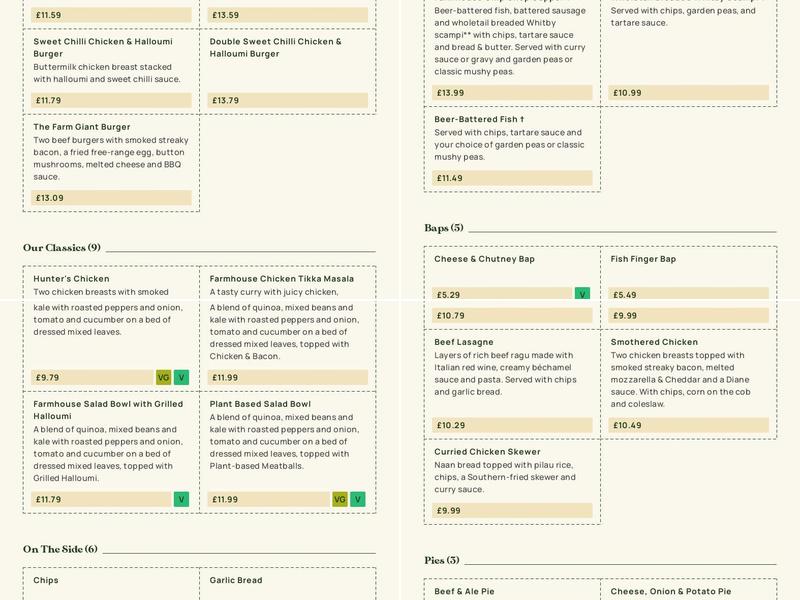 Linwood Farm - Dining & Carvery Menu