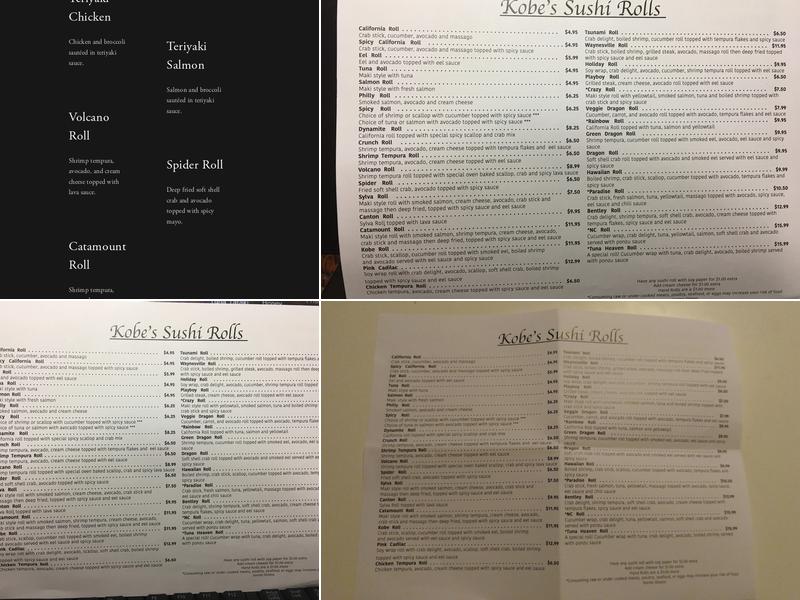 Kobe Express Japanese Restaurant Menu