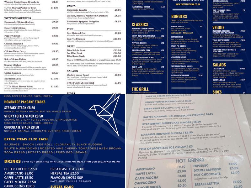 Top Of The Town Menu