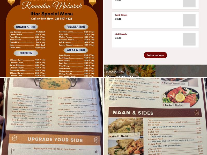 Ahmed Indian Restaurant OBT Menu