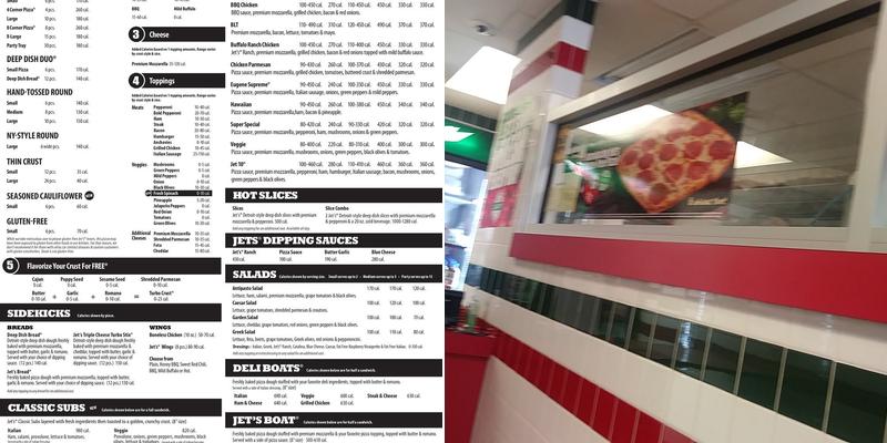 Jet's Pizza Menu