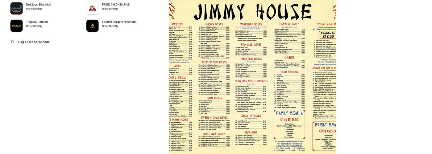 Jimmy House Menu