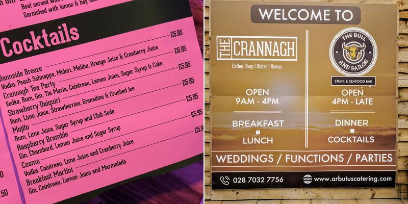 The Cranagh Menu