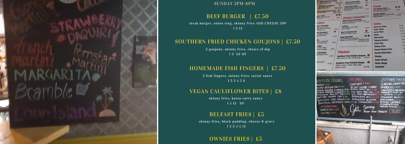 Ownies Bar and Bistro Menu