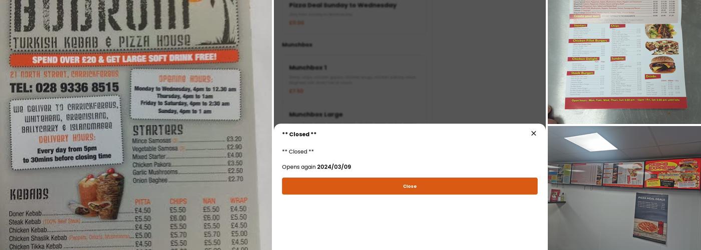 Bodrum Turkish Kebab & Pizza House Menu