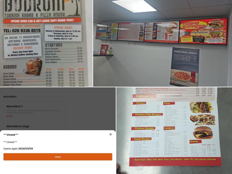 Bodrum Turkish Kebab & Pizza House Menu