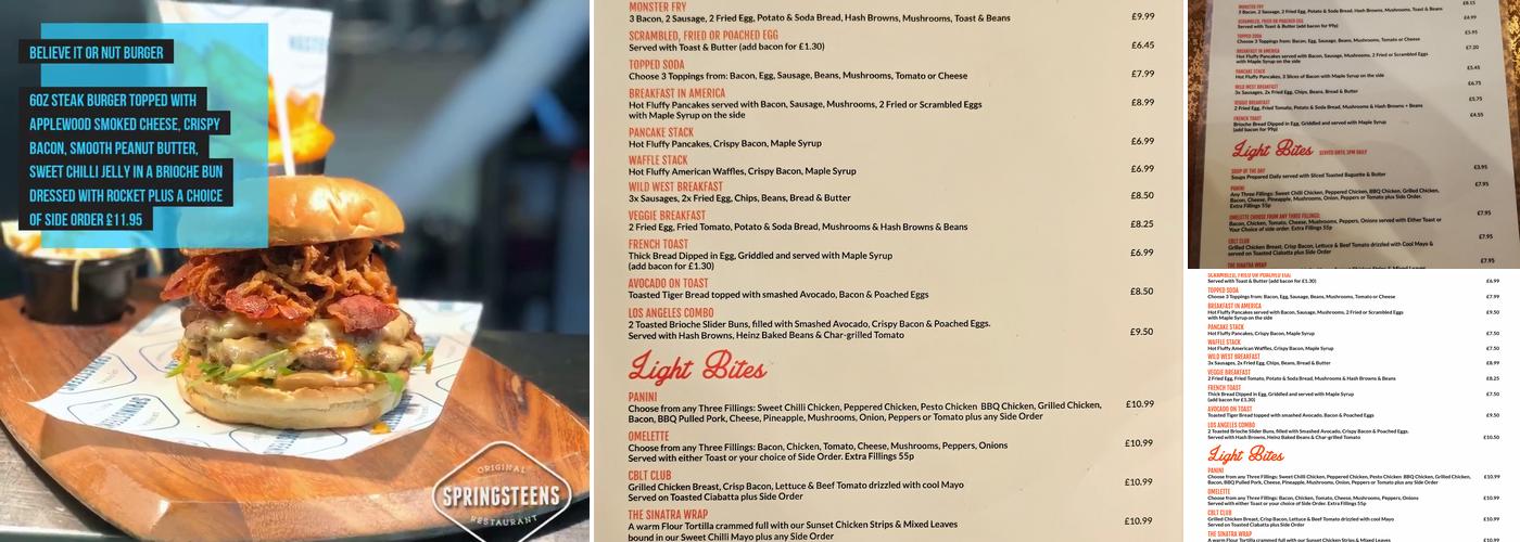 Springsteens Diner Menu