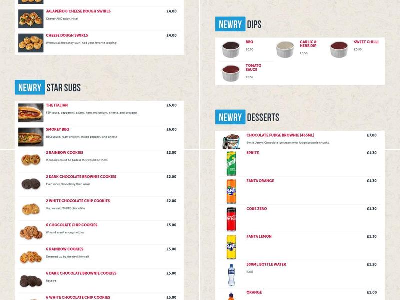 Four Star Pizza Newry Menu