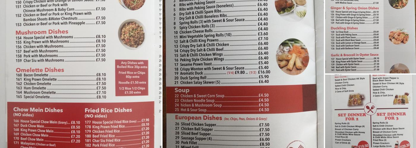 East Ocean Newry Menu