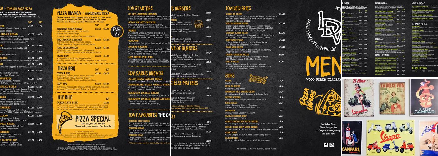 La Dolce Vita Pizza Burger Bar Menu