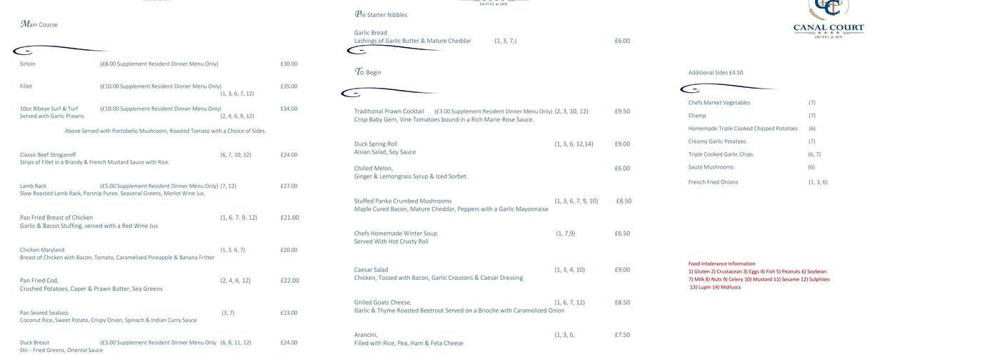 Old Mill Restaurant Menu