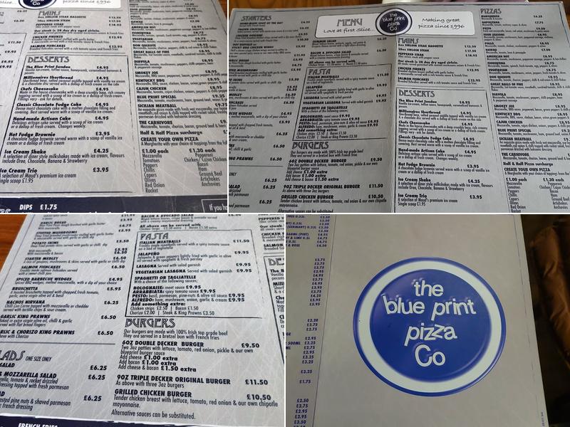 The Blue Print Pizza Co Menu