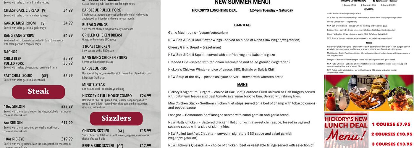 Hickory's Smokehouse & Grill Menu