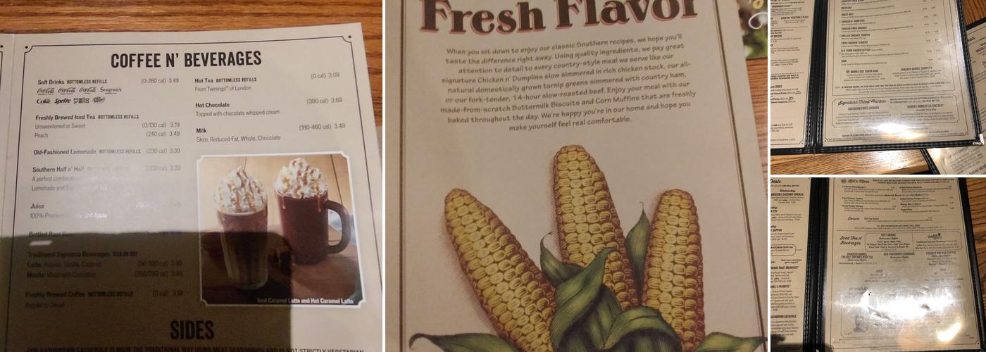 Cracker Barrel Old Country Store Menu