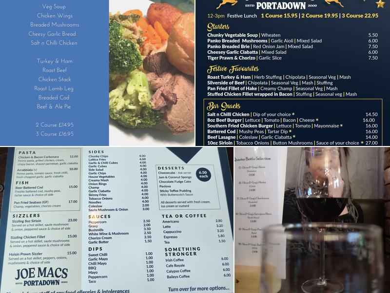 Joe Macs Bar & Restaurant Menu