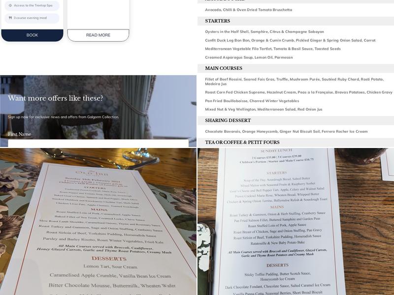 The Old Inn, Crawfordsburn Menu