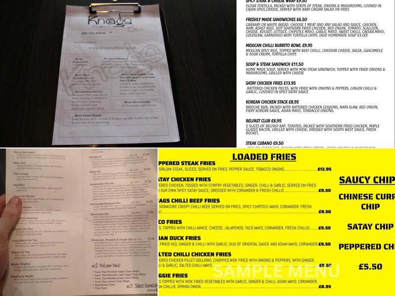 Knags Bar and Grill Menu