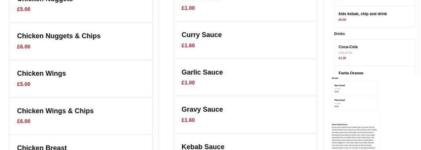 Kebab House Menu