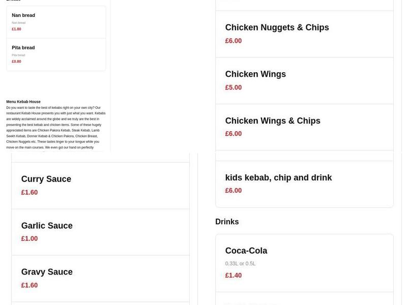 Kebab House Menu